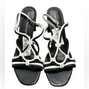 NWT Gibson Latimer Nicolette women’s 9.5M black & white strapy heels